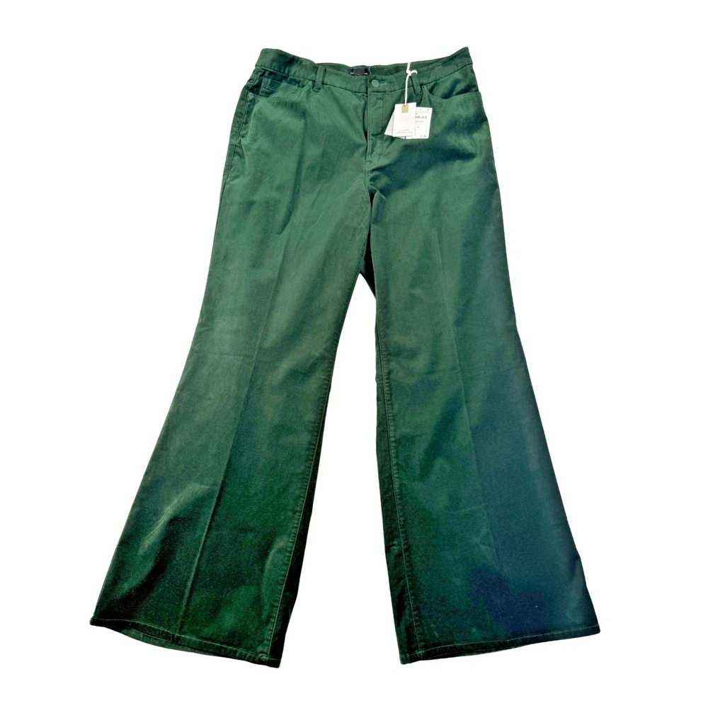 NWT Good American Good Waist Velvet Wide Leg Pants Women 15 Green High Rise